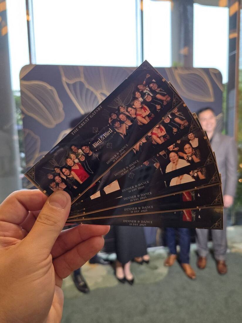 A themed Gatsby-style photobooth print from a Singapore event