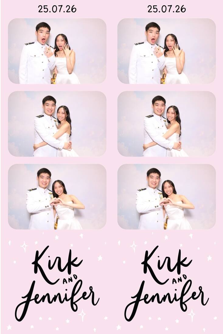 Classic instant print photobooth setup with backdrop in Singapore