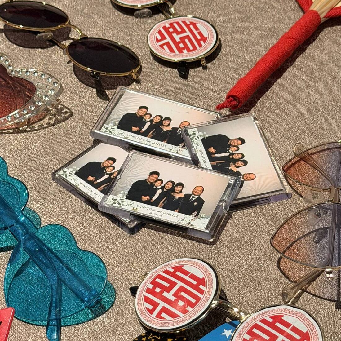Wedding photo magnets from a Peculiar Booth event