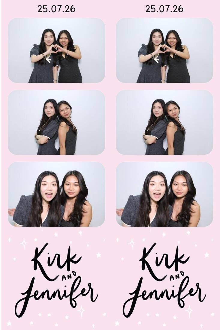 Wedding guests with a branded film strip favour