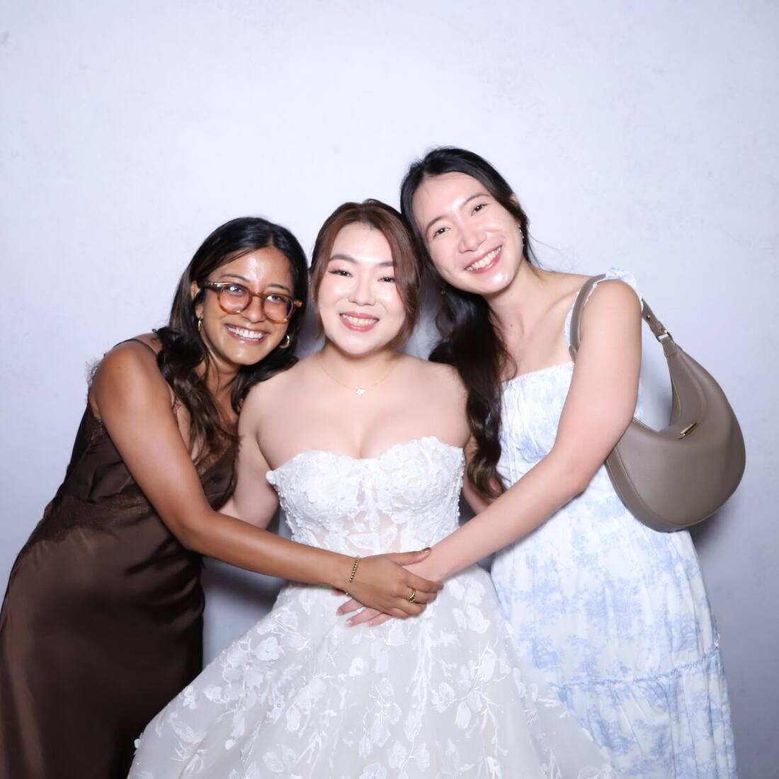 Wedding photobooth with floral backdrop in Singapore